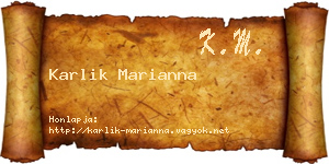 Karlik Marianna névjegykártya